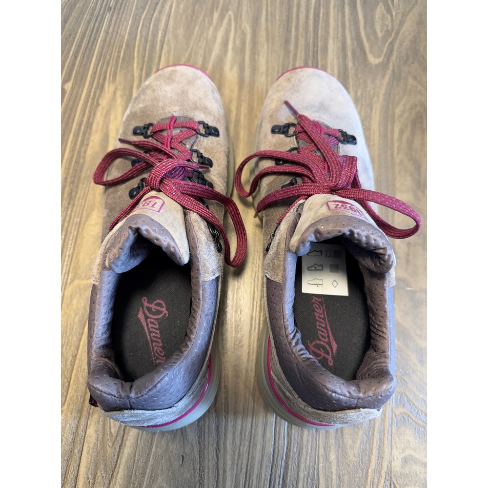 Danner Mountain 600 Low Hiking Shoes Women 9.5 Taupe Plum Gray Waterproof Vibram - Picture 7 of 10